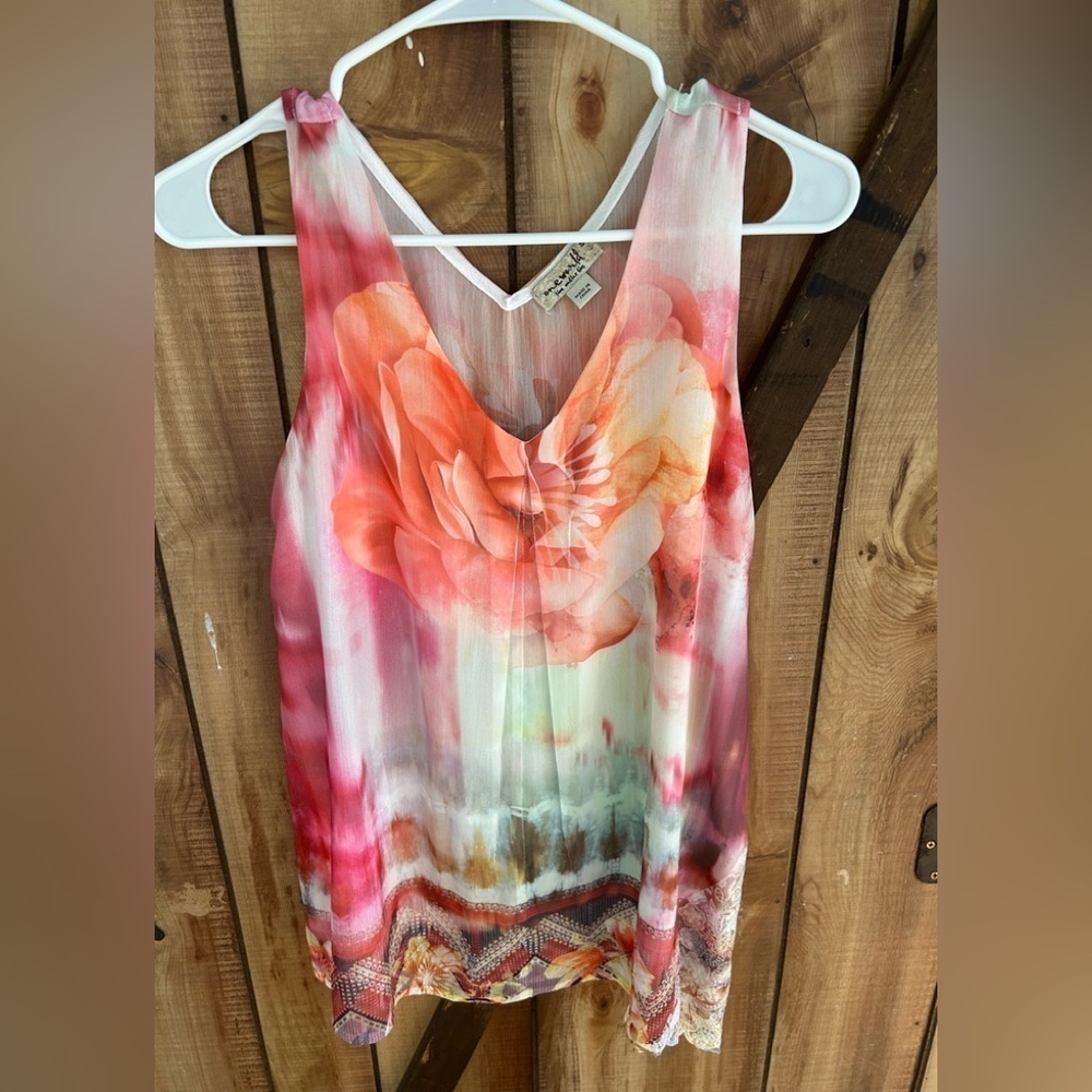 One World Floral Sleeveless Top Size Small Spring
